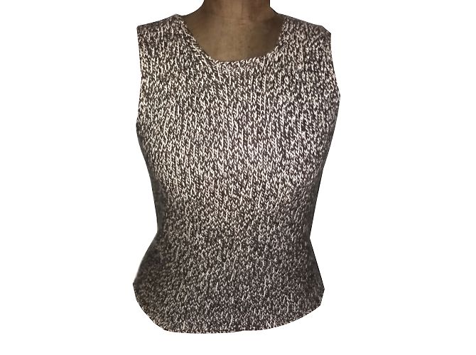 Pull sans manches col rond Yves Saint Laurent en cachemire marron 