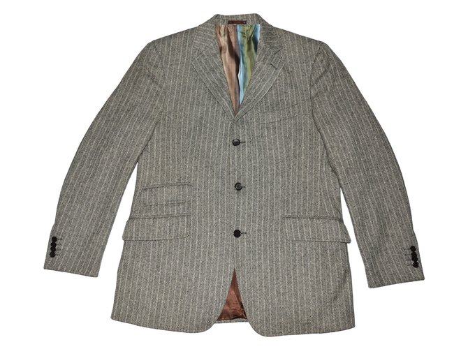Etro Blazers Jackets Grey Silk Wool Acetate  ref.83146