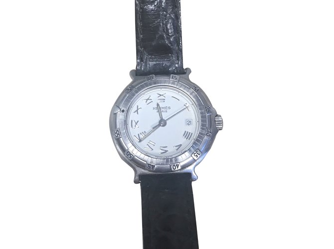 Hermès Feine Uhren Silber Stahl  ref.83155