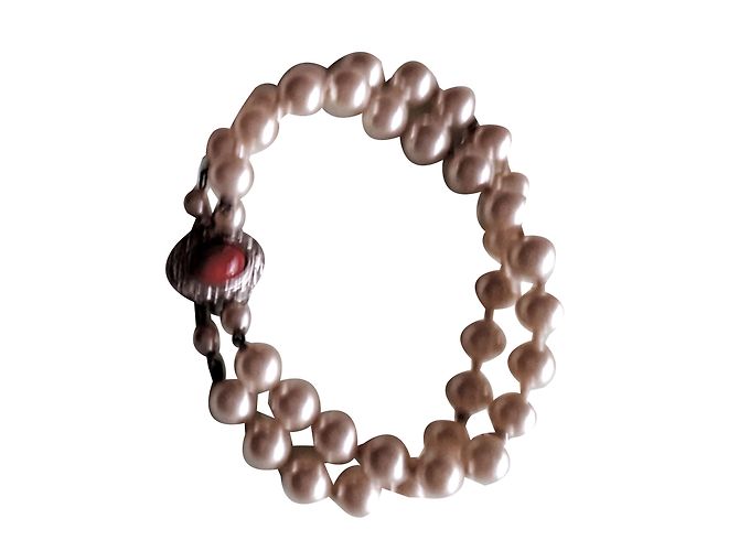 Autre Marque Pulseiras Perles de Majorque Creme