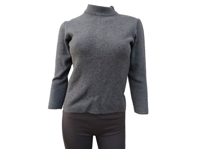 Yves Saint Laurent Knitwear Dark grey Wool  ref.83226