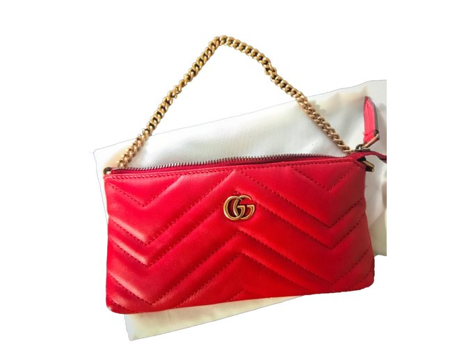 Gucci Clutch-Taschen Rot Leder  ref.83265