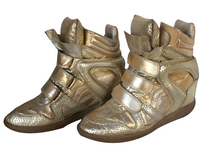 Wonder Aardappelen glans Isabel Marant sneakers Golden Leather ref.83276 - Joli Closet