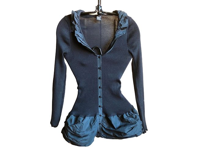 Autre Marque Top de seda y lana negro Oscalito
