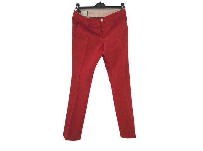 Gucci calça, leggings Vermelho Lã  ref.83297