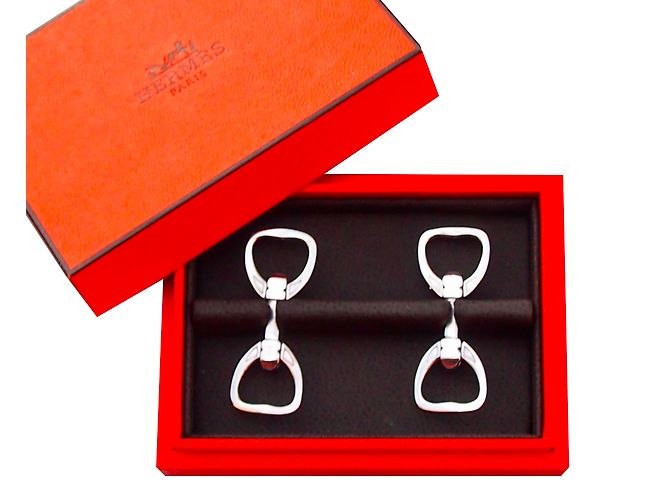 Hermès Cufflinks Silvery Silver
