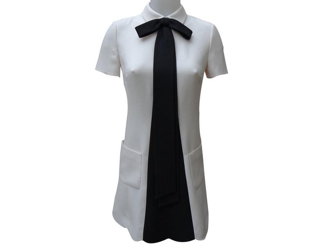 Valentino Dresses Black Cream Silk Wool  ref.83387
