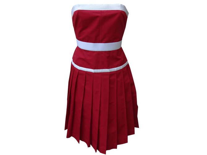 Dolce & Gabbana Kleider Weiß Rot Baumwolle Polyester  ref.83391