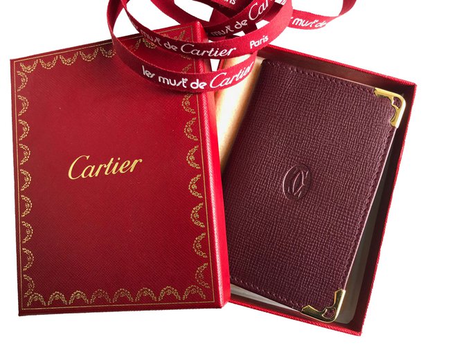 Cartier Bolsas, carteiras, casos Bordeaux Couro  ref.83429