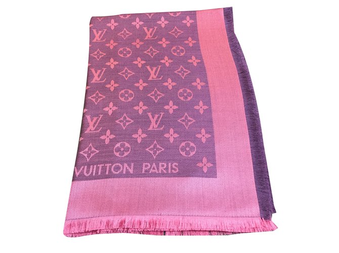 Louis Vuitton Lenços Rosa Lã  ref.83483