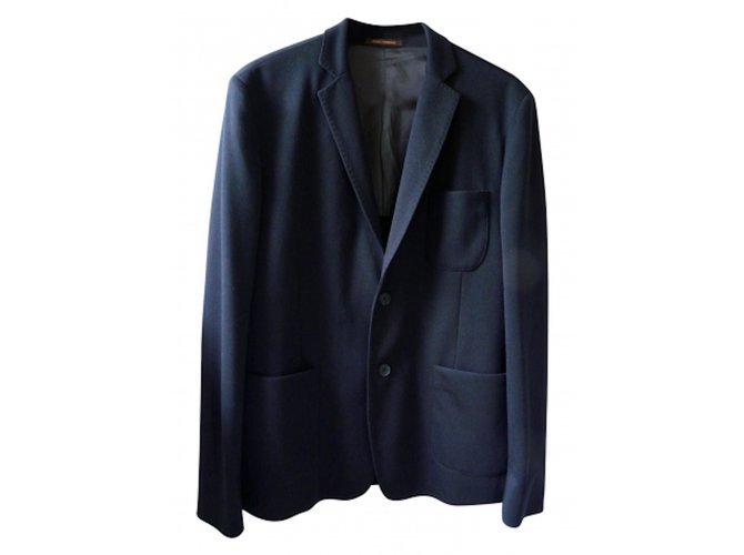 Adolfo Dominguez Blazers Jackets Dark blue Polyester Elastane  ref.83537