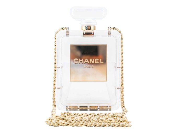 Chanel bottle clutch limited edition Golden Glass  ref.83592