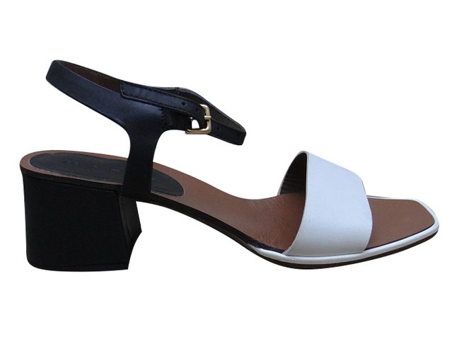 Marni sandals Black White Leather  ref.83601