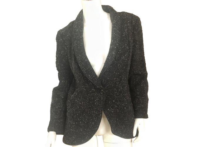 Chanel Jackets Black Silk Wool Polyamide Mohair  ref.83675
