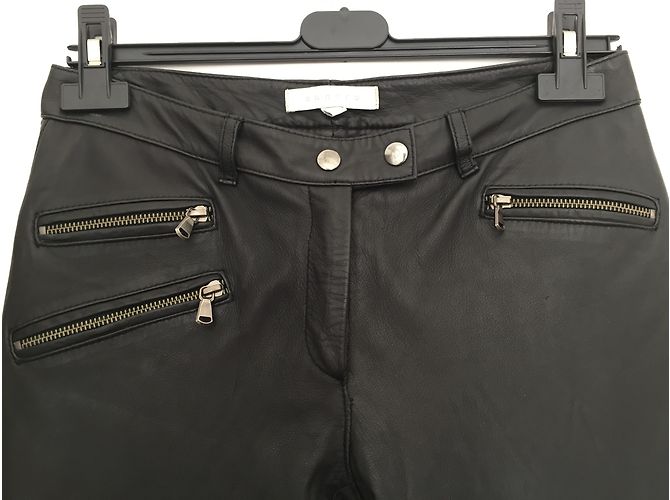 Sandro Schwarze Lederhose Slim Fit