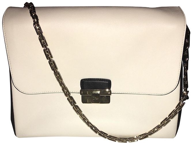 Christian Dior Handtasche aus Leder Schwarz Eggshell Aus weiß