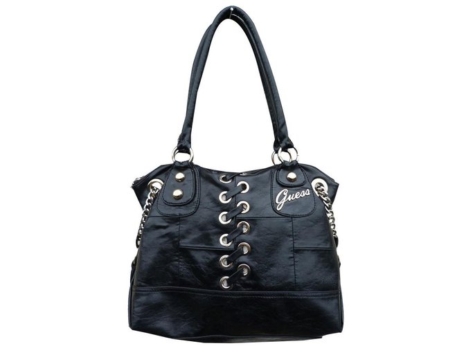 Guess, Bags, Guess Leather Studded Logo Satchel Bag