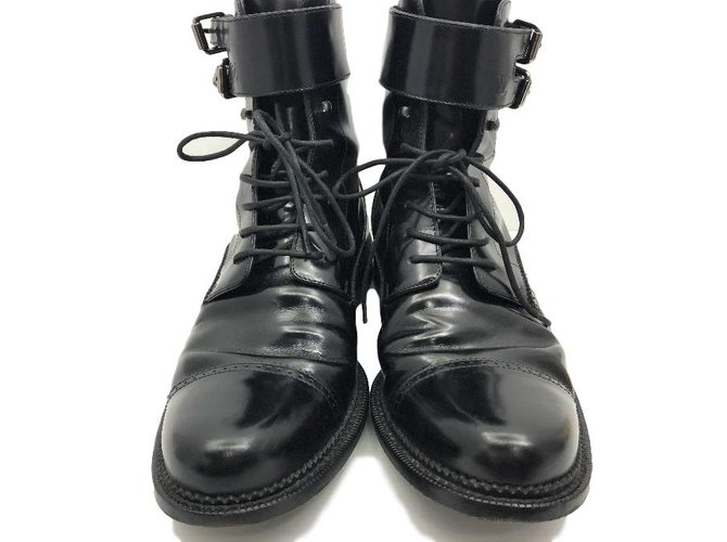 Louis Vuitton botas de cuero negro de la UE41.5 ref.83855 - Joli Closet