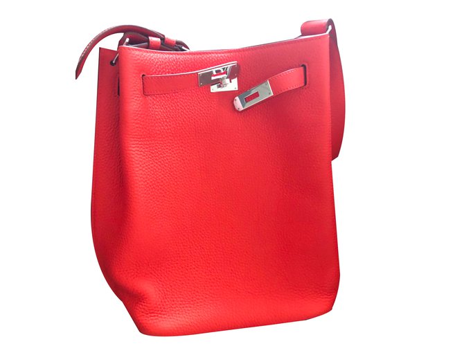 Kelly Hermès Handtasche Rot Leder  ref.83907