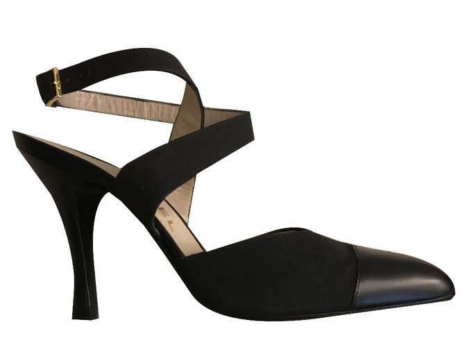 Chanel sandals Black Leather  ref.83933