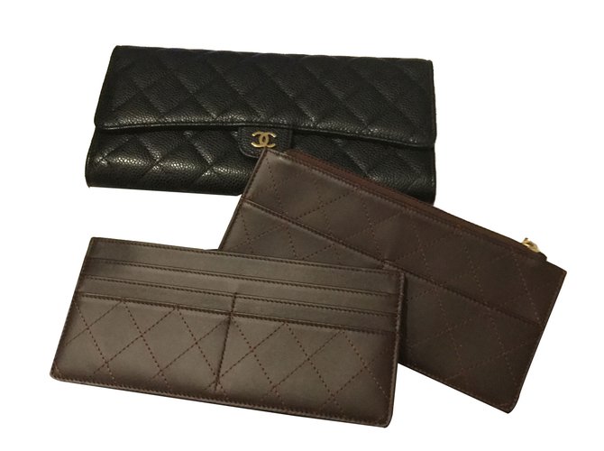 Chanel wallets Black Leather  ref.84012