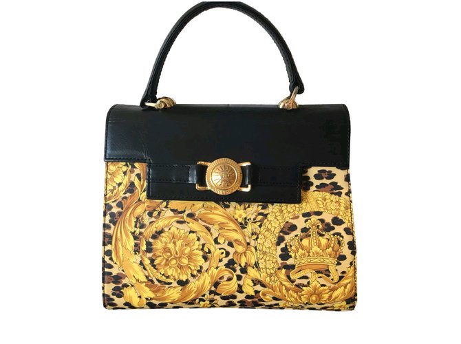 Gianni Versace Pattern Print Suede Handle Bag