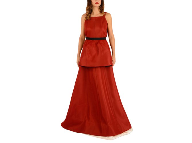 Maison Martin Margiela sleeveless princess dress Red Polyester  ref.84021