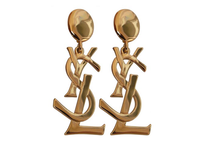 Yves Saint Laurent Earrings Golden Metal  ref.84044