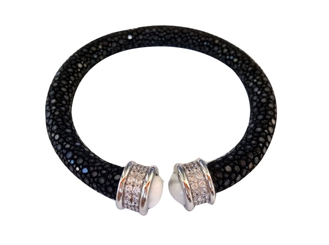 Autre Marque Black stingray bracelet Exotic leather  ref.84047