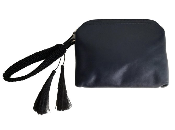 The row Clutch bags Navy blue Leather  ref.84057