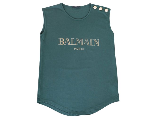 Balmain Top Verde scuro Cotone  ref.84188