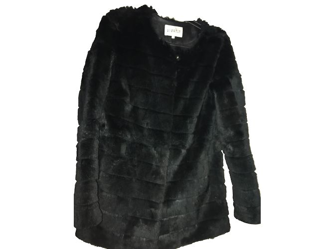 Abrigo de piel de conejo Claudie Pierlot Negro