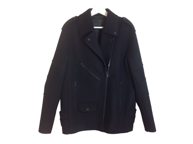 Alexander Wang Biker jacket Black Wool Polyamide  ref.84210