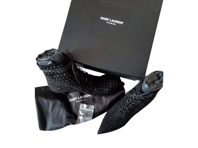 Saint Laurent Ankle boots Black Velvet  ref.84230