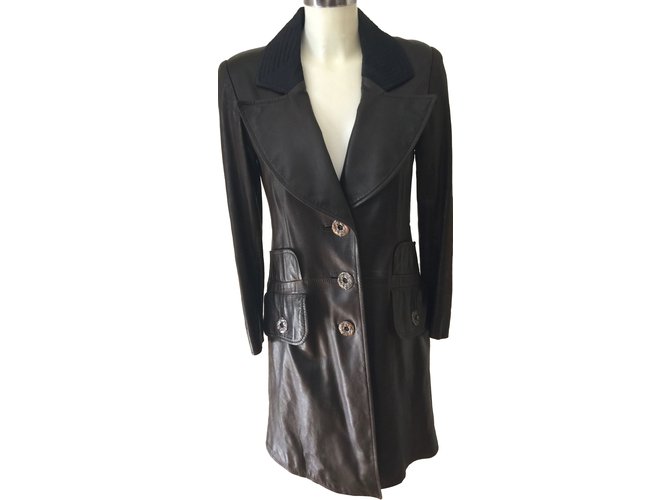 Christian Lacroix Coats Brown Leather  ref.84237