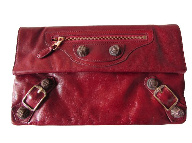 Balenciaga Pouch Dark red Leather  ref.84239