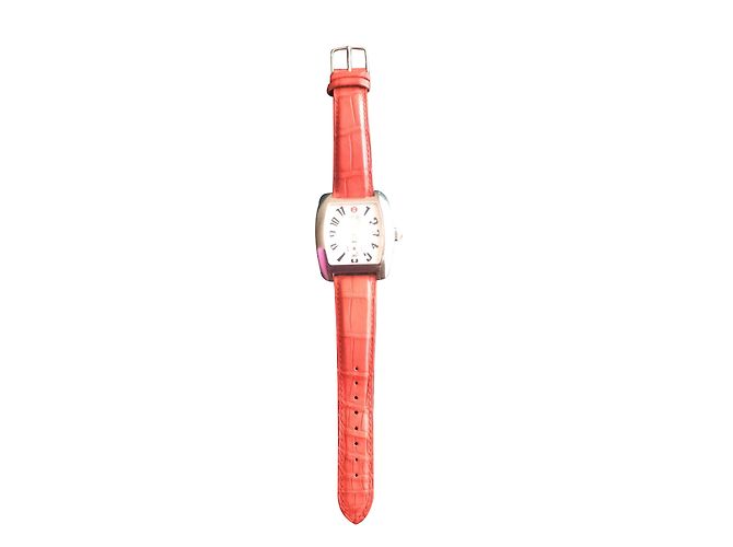 Autre Marque Relógio Michele Urban com pulseira de couro vermelha Prata Vermelho
