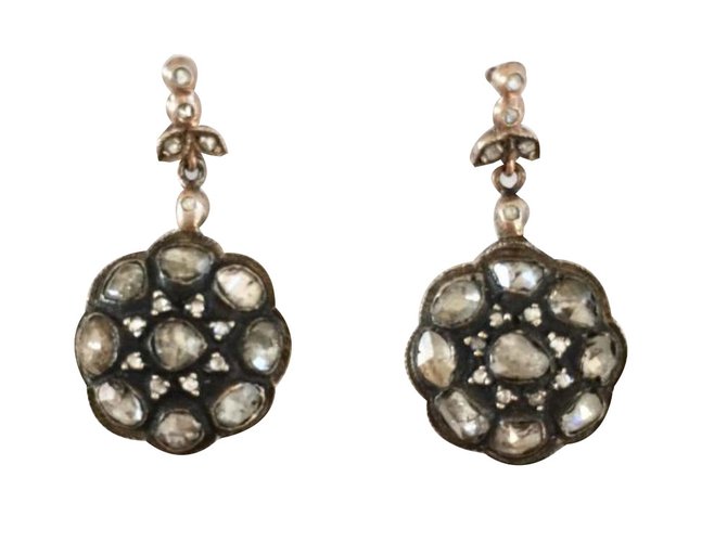 Autre Marque Antique Georgian Rose-cut Diamond Earrings in 18K Gold Or jaune Doré  ref.84261