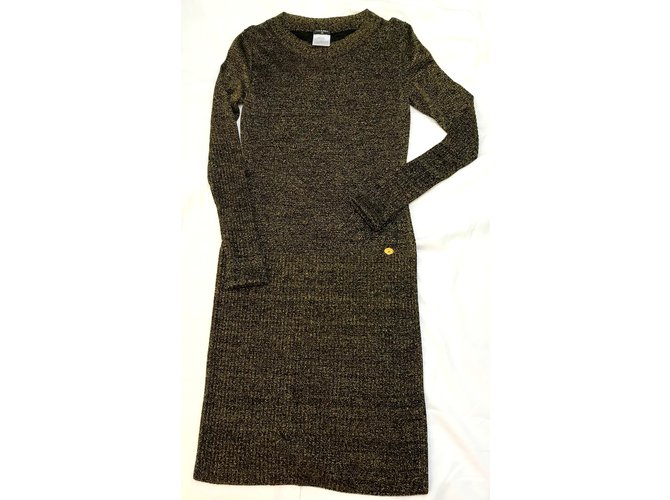 Chanel Kleid Golden Wolle  ref.84312