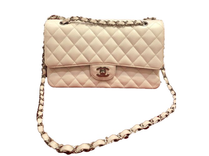 Chanel TIMELESS Branco Couro  ref.84321
