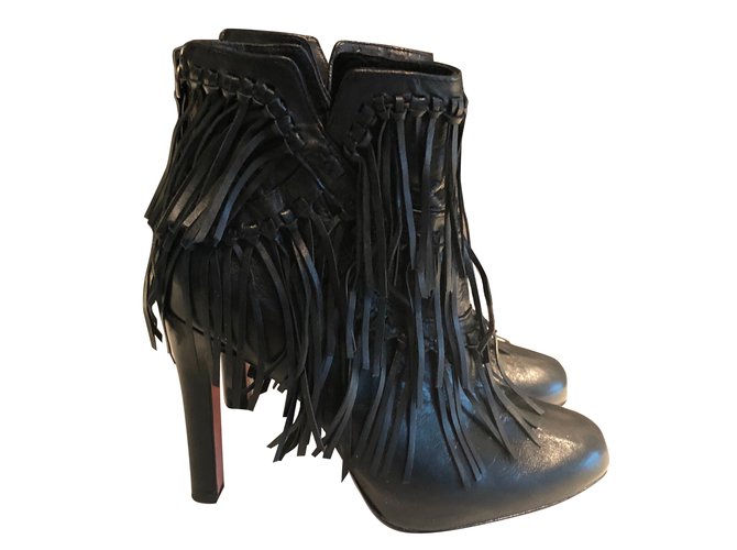 Jean Michel Cazabat Fringed boots Black Leather  ref.84338