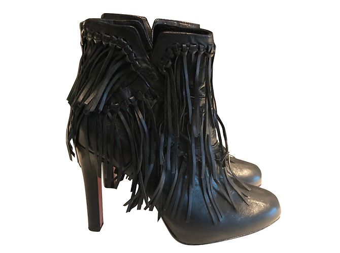 Botines con flecos Jean Michel Cazabat de piel negra Negro