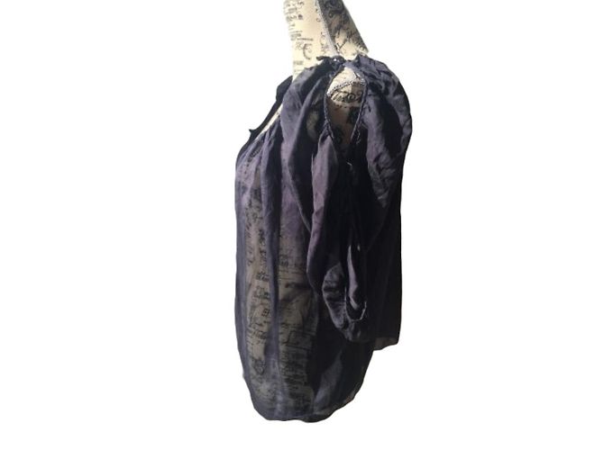 Marc Jacobs Silk Off-the-shoulder Blouse Navy Blue