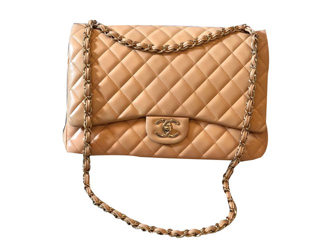 Chanel Handbag Beige Leather  ref.84444
