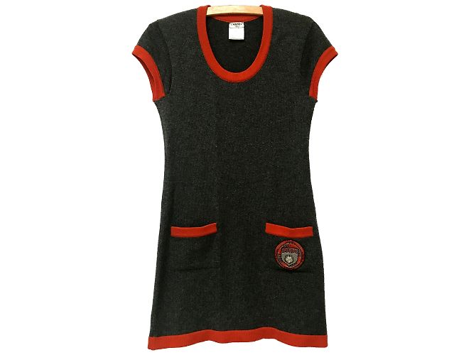Chanel Kaschmir-Kleid Grau