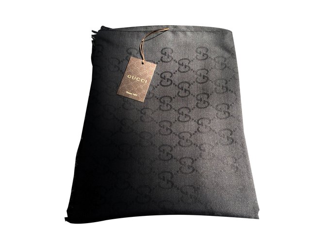 Gucci Scarf Monogram Black Wool  ref.84486