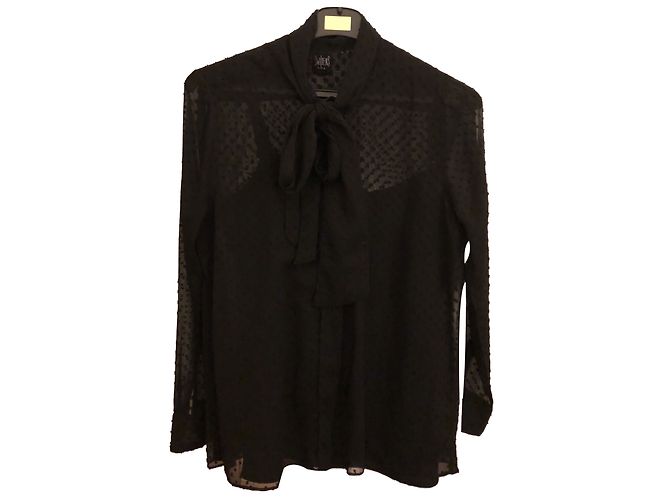 Camicia Swildens nera con colletto lavallière e plumetis Nero