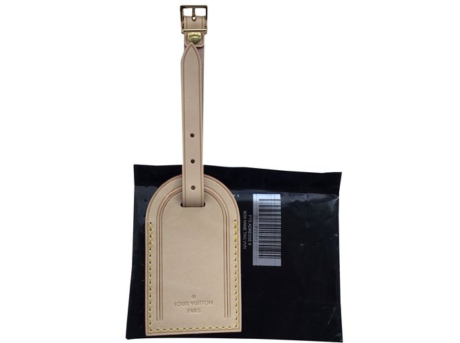 Louis Vuitton Etiquette de bagage VVN Cuir Beige Doré  ref.84524