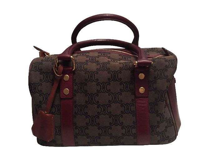 Céline Monogram Canvas Handtasche Dunkelrot Bordeaux