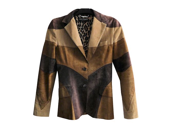 Giacca Dolce & Gabbana in scamosciato e velluto a coste marrone beige